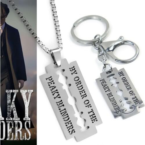 Peaky Blinders Blade Necklace Razor Blade Pendants&Necklaces Movie Jewelry Stainless Steel Key Chain Necklace Gift