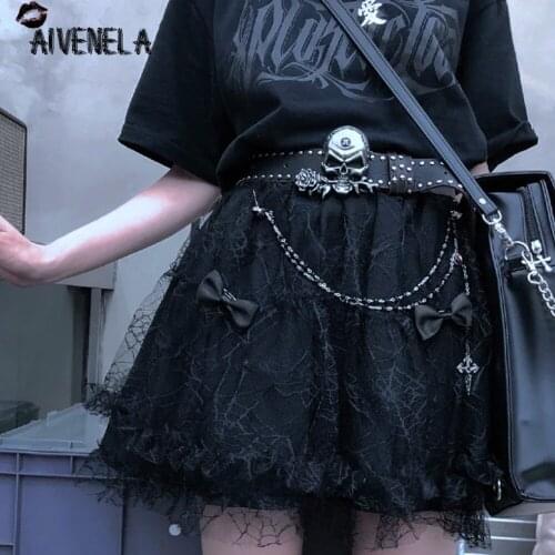 Harajuku Gothic Girls Lace Skirt Y2K Punk Halloween Girl Mini Cake Skirts AFC1187