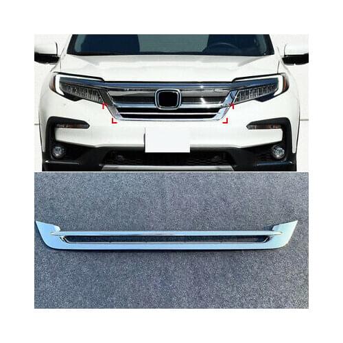 Chrome Front Center Grill Grid Grille Cover Trim 1pcs For Honda Pilot 2019-2020