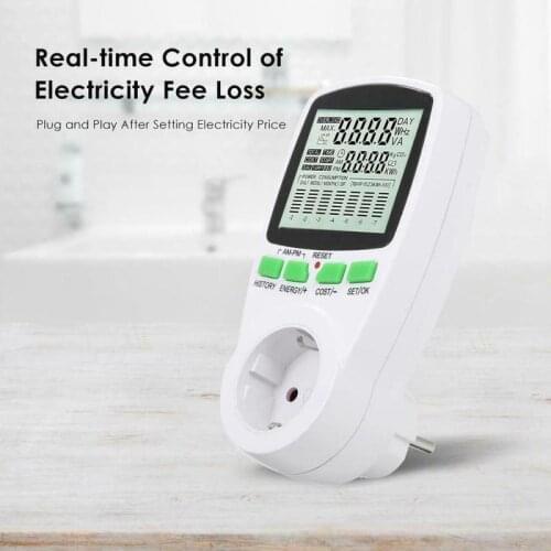 AC 220V Power Meters Digital Wattmeter Energy Meter Watt Monitor Electricity Cost Diagram Measuring Socket Analyzer US/UK/EU