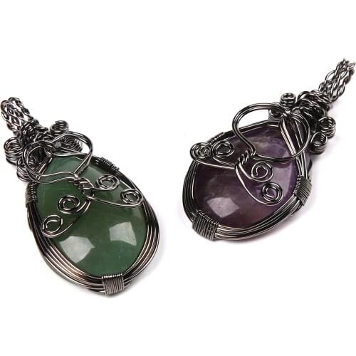 Exquisite natural stone crystal pendant handmade winding water line woven pendant DIY Necklace Accessories for Jewelry Making