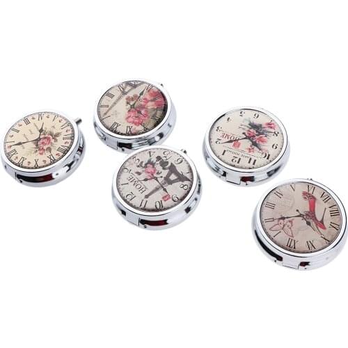 Home Travel Box Round 3 Grids Candy Pills Box Portable Tin Pots Cosmetic Jars Case Container with Mirror