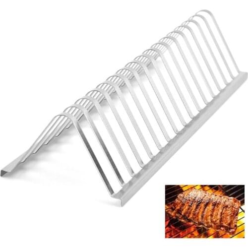 Chicken Beef Ribs Roasting Basket, Stainless Steel Non-Stick Rib Grilling Roasting Rack for BBQ and Smoker