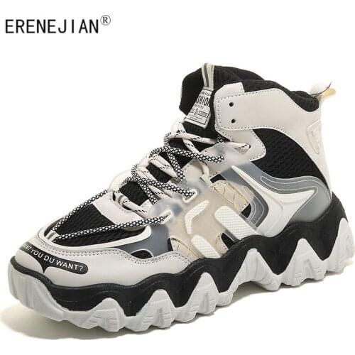 ERENEJIAN Man Platform Sneakers Fashion High Top Shoes For Male Lace Up Increase Walking Footwear Comfortable Breathable