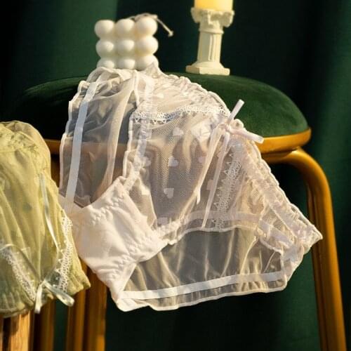 L Heart Print Cute Mesh Womens Underwear Sexy Transparent Hollow Out Panties Sex String Temptation Thong Seamless Briefs