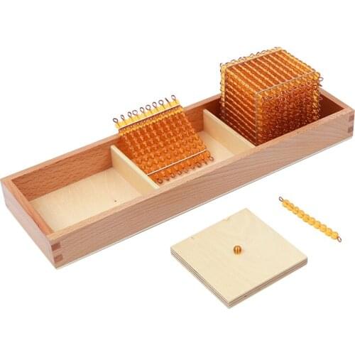 Montessori Math Toy Golden Bead Materials Parent-child Game Introduction to Decimal Quantity Tray Gift for 2.5-6Years Old Kids