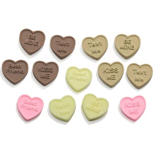 Cute Heart Resin Chocolate Figurine 3D Miniatures Flatback Cabochon Embellishments Scrapbooking Diy Slime Charm Accessories