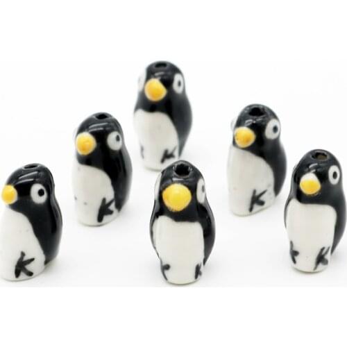 Fashion 20pcs/lot Smarter Animals Ceramic Beads 19x10mm Small Black Penguin Shape Porcelain Charms Popular Jewelry Cheap Pendant