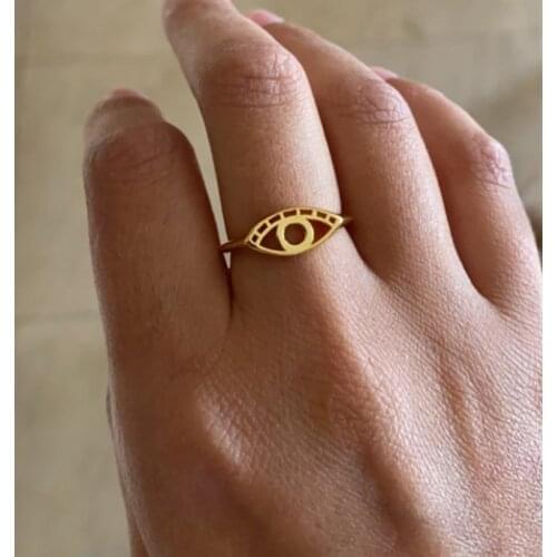 Fashion Creative Gold Color Hollow Out Evil Eye Rings For Women Vintage Boho Punk Ring Jewelry Accessories Gift Mujer Bijoux