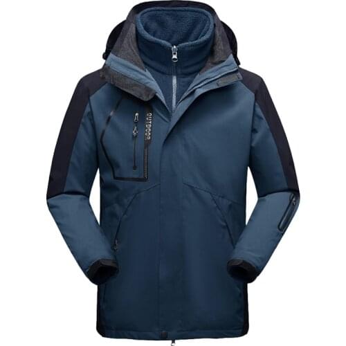 Mens Ski Jacket Winter Warm 2 in 1 Jackets Outdoor Sports Windproof Waterproof Jacket Camping Hiking Skiing Snowboarding Jacket