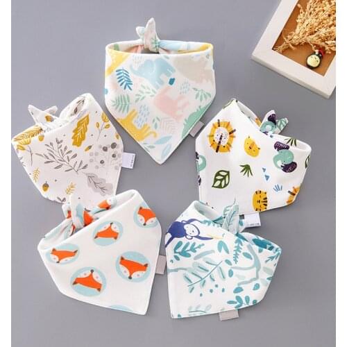 Soft Cotton Baby Bibs Cartoon Fruit Print Newborn Girl Boy Burp Cloths Double Layer Baby Feeding Stuff