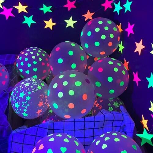Dot Neon Balloons UV Black Light Reactive Party Ballons Glow In The Dark Garlands Birthday Wedding Fluorescent Luminous Balloons