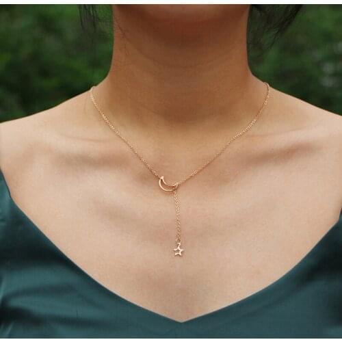 New Simple Wind Sweet Wind Popular Moon Star Pendant Necklace For Women Birthday Gift Lady 2021 Fashion Jewelry M3050