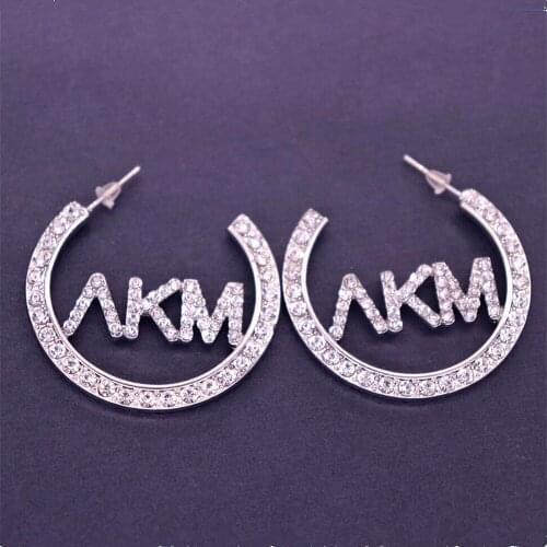 New Arrival Metal Crystal Rhinestone Greek Letter Divine Black Sorority Lambda Ka Mu Earrings For Women Sisterhood Gift Jewelry