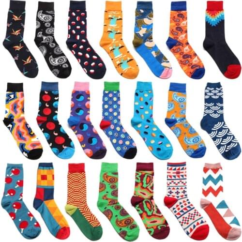 PEONFLY Men And Women Karpetki Spring Colorful Sea Wave Happy Socks Motion Korea Ins Style Calcetines Mujer