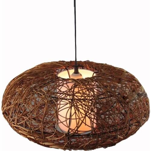 Restaurant Pendant Fixture Handmade Rattan Pumpkin Dining Room Pendant Light Corridor Hallway porch Hanging Lamp wholesale