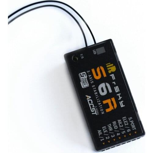 FrSky S6R 6ch Receiver w/ 3-Axis Stabilization Smart Port Telemetry Fix Wing Airplane Multicopter Receiver