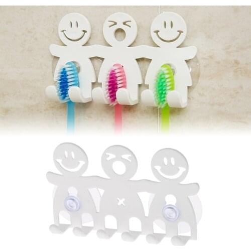 Suction Hooks 5 Position Tooth Brush Holder Bathroom Sets Cute Cartoon Sucker Toothbrush Holder Bathroom Organizer Accessories