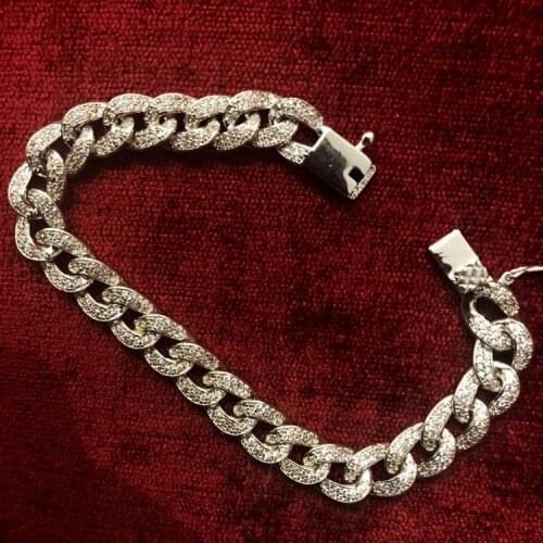 Luxury bracelets Micro pave Diamond White Gold Filled Silver Colors CHain Party Wedding bracelet for women Men Handmade Jewelry