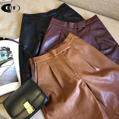 Traf Woman shorts high waist casual PU leather hip hop chic hot short women feminino Taille Haute Femme women clothing Gothic ZA