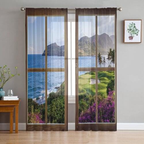 Bedroom Sheer Curtains Window The Sea Flower Living Room Kitchen Window Curtains Garden Terrace Balcony Bedroom Sheer Curtains