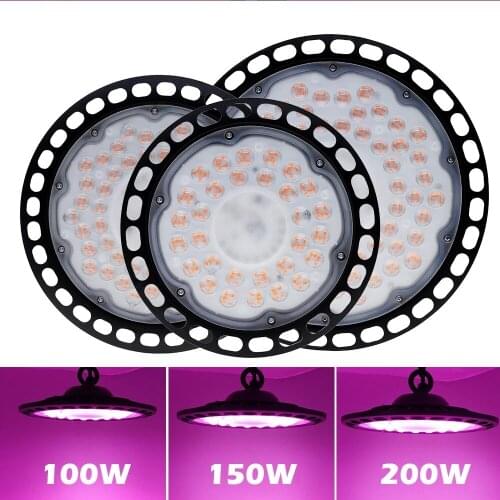 LED Grow Light 100W 150W 200W Full Spectrum UFO Phyto Lamp IP65 Waterproof for Plant Factory Greenhouse Hydroponic Seedling