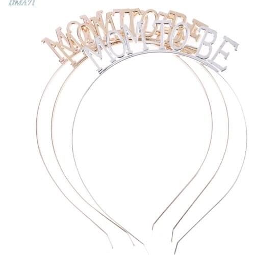 Rose Gold Silver Mom To Be Tiara Crown Headband for Baby Shower Boy Girl Gender Reveal Party Announcement Decorations