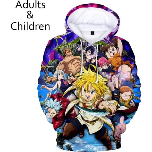 New Listing 3D Print The Seven Deadly Sins Hoodies Men Women Sweatshirts Fashion Autumn Kids Hoodie 3D Comic Boys Girls Pullover