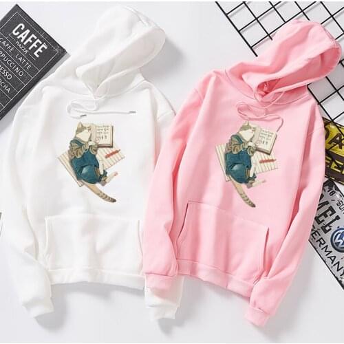Sweatshirts for Women 2019 Autumn Winter Hoodies Kawaii Cartoon Cat Loose Casual Streetwear Pullovers Female Sudaderas Mujer Top
