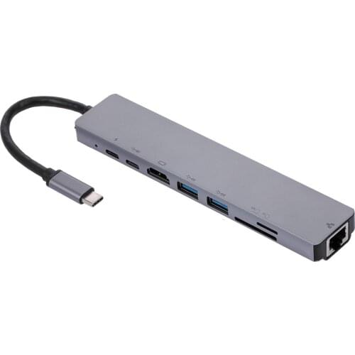 8In1 USB Hubs USB C Multi-Port Hub Adapters For Nintendo Switch PD Charging Port USB Hubs 4K Uhd HDMI-Compatible Output 1000mbps