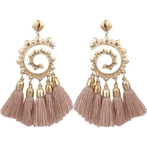 Vintage Ethnic Fashion Hand-woven Long Fabric Tassel Dangle Earrings For Women Girls Fringed Drop Earrings Jewelry Gift
