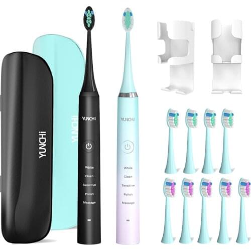 YUNCHI Sonic Electric Toothbrush Rechargeable Ultrasonic Tooth Brush 5 Brushing Modes Smart Timer 40000 Times/Min for Adult