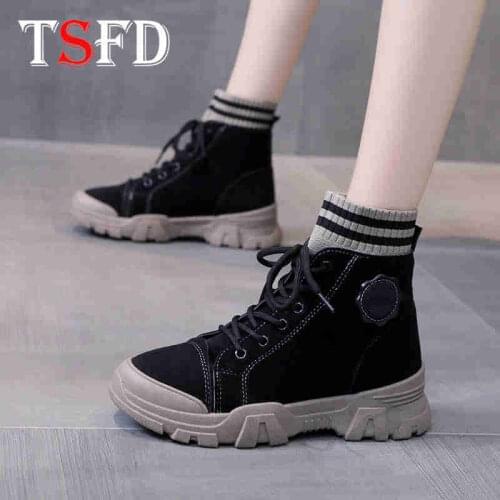 Warmest Shoes Woman Slip-on Sneakers 2020 Womens High Top Shoes Ladies Casual Platform Shoes Women Black Sock Flats Trainers D2