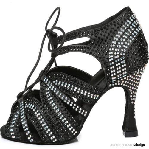 Ballroom Dance Shoes Women Dancing Shoes Latin Dance Shoes Women Black Crystal Sneakers Jazz Dance Shoes Girls IDancing