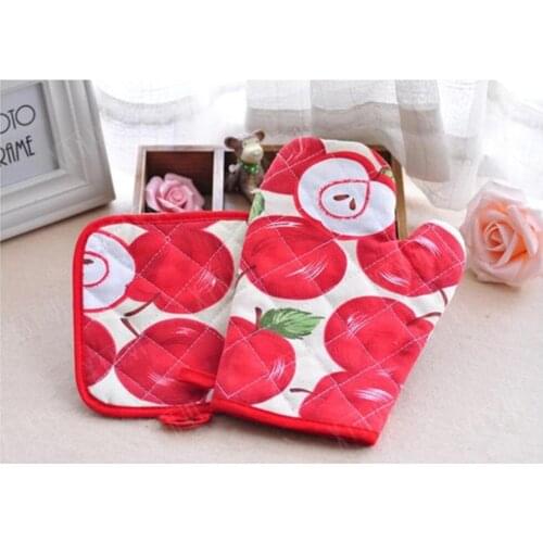 1 Set Microwave Glove Potholder Bakeware Cotten Oven Mitts and Potholders for BBQ and Kitchen Color Random B1020