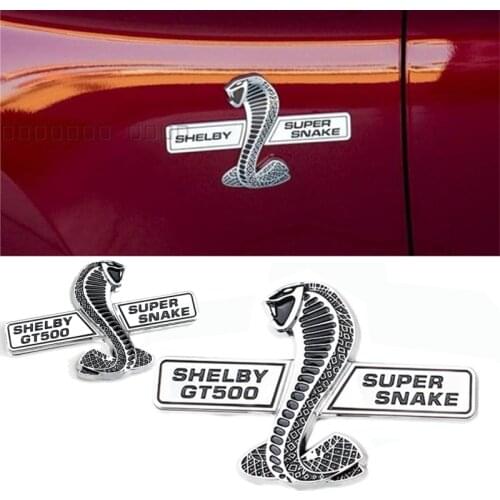 1Pair 3D ABS for Shelby Emblem Car Side Sticker Body Decal Accessory for Ford Shelby Mustang v6 v8 gt500 350 Focus Car Styling