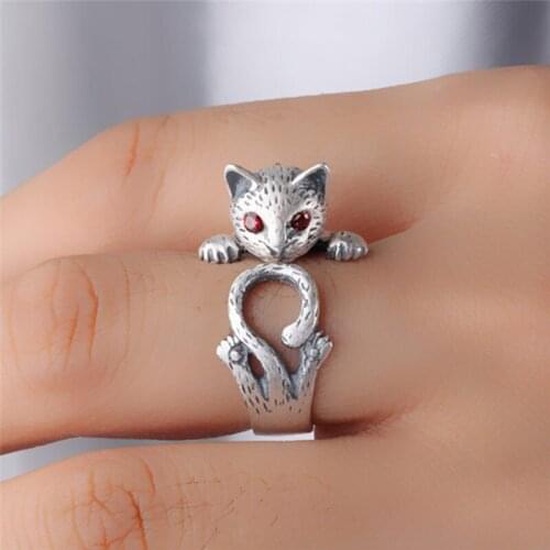 1pcs Handmade Cute Animal Cat Ring For Women Girls Men Christmas Cat Tail Fashion Party Jewelry Pet Lover Gift Accessories