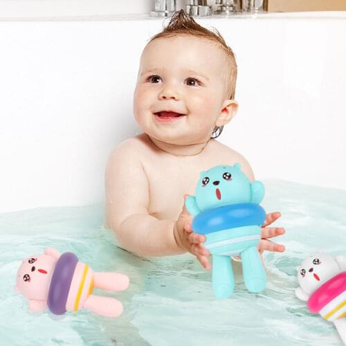 1pcs Bathing Bear Doll Safe Playing In The Water Bathtub Water Game Clockwork Toy Classic Toys Kids Toy Gift Random Color