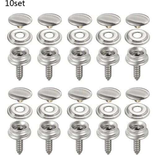 10 Sets Stainless Steel Tapping Snap Fastener Kit Tent Marine Yacht Boat Canvas Cover Tools Sockets Buttons Car Canopy Accessori