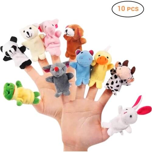 10pcs/lot Cute Cartoon Animal Finger Puppet Plush Toys Kids Educational Favor Dolls Tell Story Props Boys Girls Finger Puppets