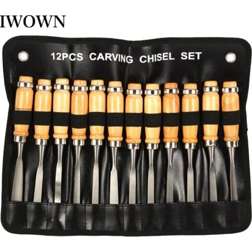 12Pcs/set Manual Wood Carving Hand Chisel Tool For DIY Professional/ Beginners Carpenters Woodworking Lathe Gouges