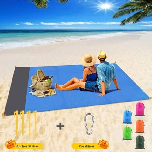 2x2.1m Waterproof Pocket Beach Blanket Folding Camping Mat Mattress Portable Lightweight Mat Outdoor Picnic Mat Sand Beach Mat