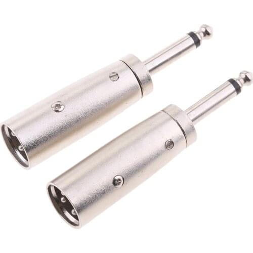 2 Pack XLR 3-Pin Male to 1/4" 6.35mm Mono Male Jack Audio Mic Adapter