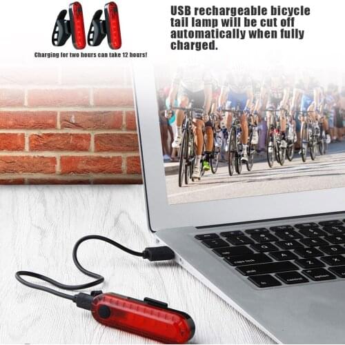 2pcs Bike Taillight USB Rechargeable Waterproof Bicycle LED Lamp Cycling 4 Modes Rear Tail Light Mountain Bike Cycling Light