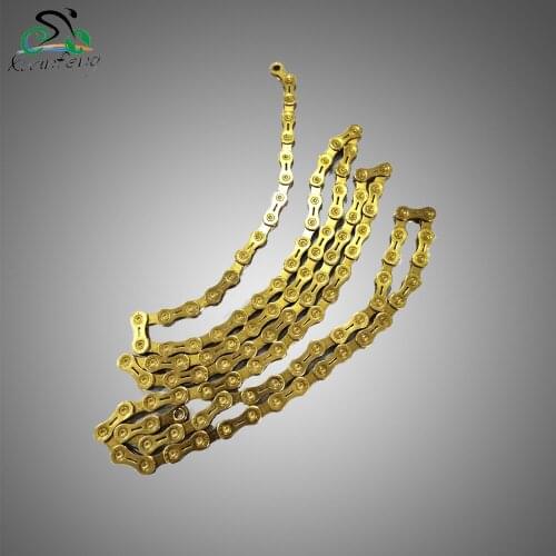 2020 Genuine Bicycle Chain Gold Semi-Hollow 10-Speed Bicycle Chain Mountain Bike Chain to Send Magic Buckle 1/2 "* 11/128 5.9mm