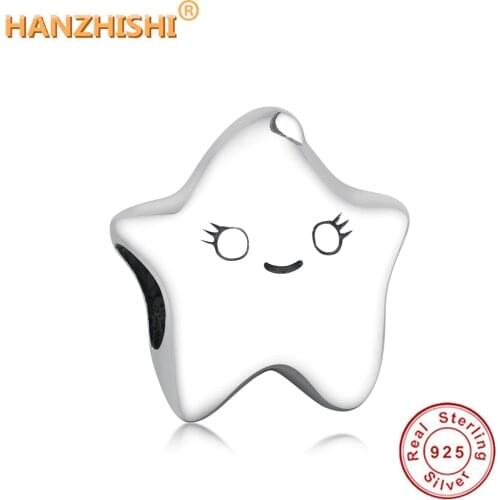 2021 Valentines Day 925 Sterling Silver Chubby Smiling Star Beads Charms Fit Original Pandora Charms Bracelets Jewelry Making