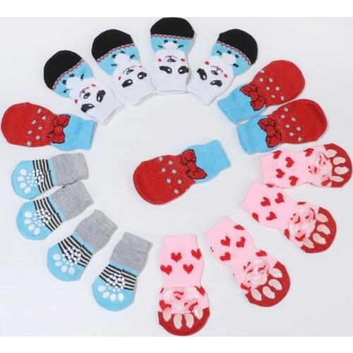 New 4Pcs/Set Cute Cotton Rubber Pet Dog Shoes Waterproof Non-slip Dog Rain Snow Boots Socks For Puppy Large Small Cats Dogs
