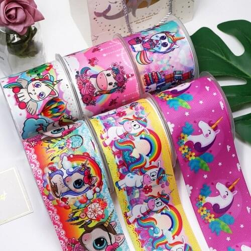 DIY Cartoon Unicorn Printed Grosgrain Ribbon For Craft Supplies Sewing Accessories 5 Yards. 34108