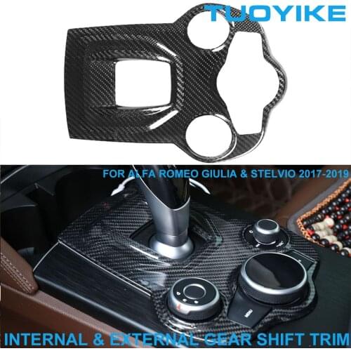 LHD RHD Car Styling Real Carbon Fiber Internal External Gear Shift Panel Cover Trim Stick For Alfa Romeo Giulia Stelvio 2017-19