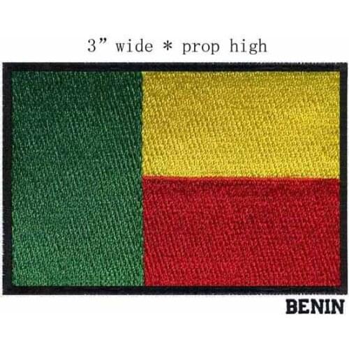 Benin 3" wide embroidery flag patch patches for kids patch/green yellow and red color black outline